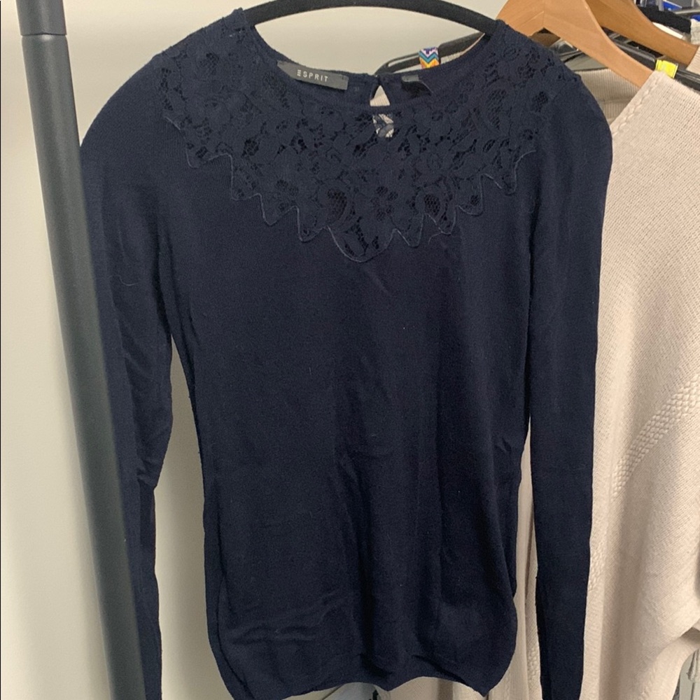Esprit Blue Embellished Long Sleeve Sweater